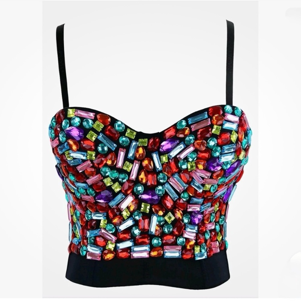 Charmian Brand jumbo rhinestone party bustier